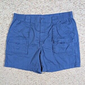 St. John's Bay Casual Cargo Shorts Mens 42 Blue 100% Cotton Slash Pockets